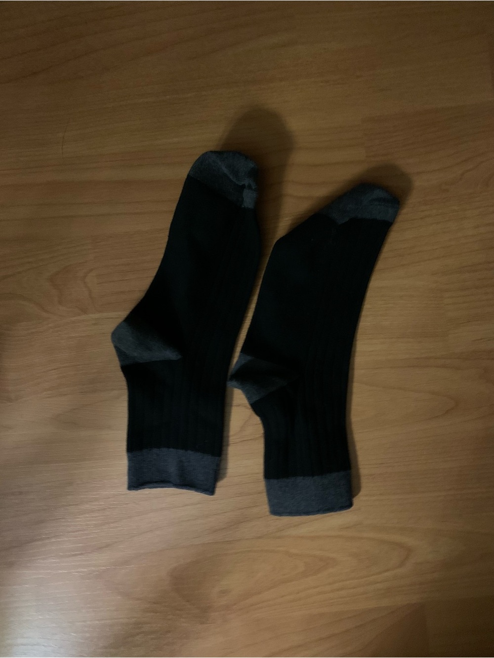 Men's Black Crew Socks with Gray Accents